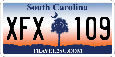 SC license plate XFX109