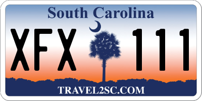 SC license plate XFX111