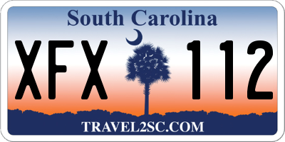 SC license plate XFX112