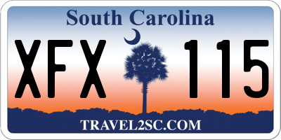 SC license plate XFX115