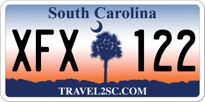SC license plate XFX122