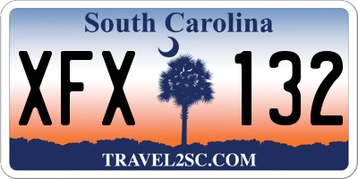 SC license plate XFX132