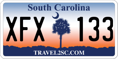 SC license plate XFX133
