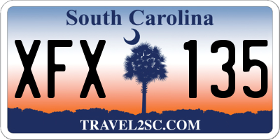 SC license plate XFX135