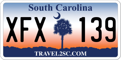 SC license plate XFX139