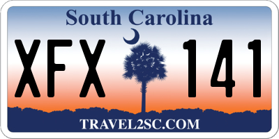 SC license plate XFX141