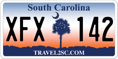 SC license plate XFX142