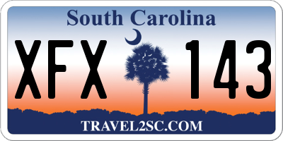 SC license plate XFX143