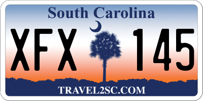 SC license plate XFX145