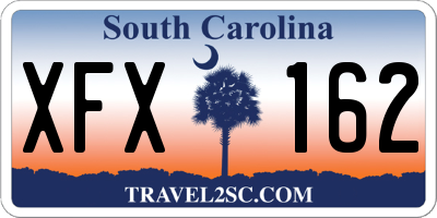 SC license plate XFX162