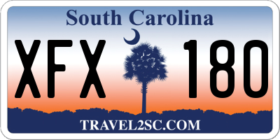 SC license plate XFX180