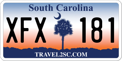 SC license plate XFX181