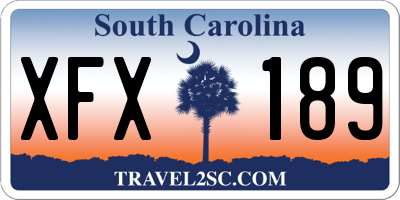 SC license plate XFX189