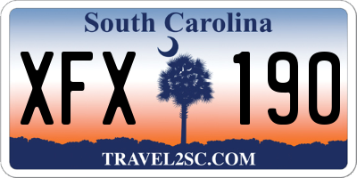SC license plate XFX190