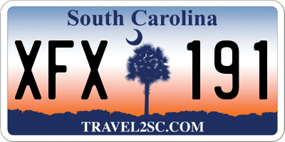 SC license plate XFX191