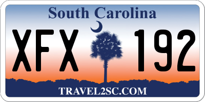 SC license plate XFX192