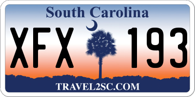 SC license plate XFX193