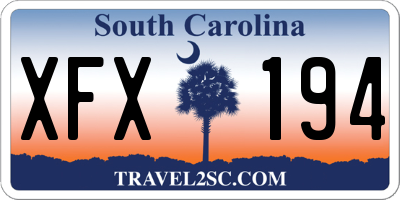 SC license plate XFX194