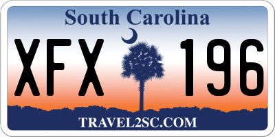 SC license plate XFX196