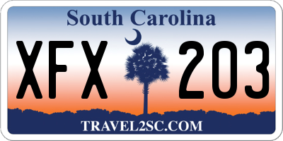 SC license plate XFX203