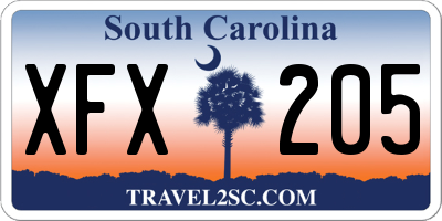 SC license plate XFX205