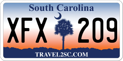 SC license plate XFX209