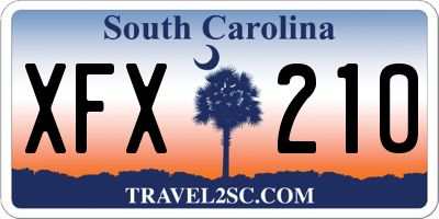 SC license plate XFX210
