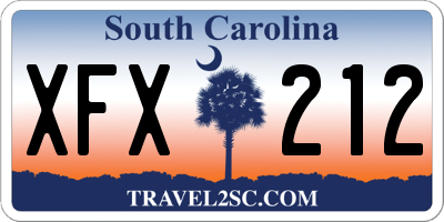 SC license plate XFX212