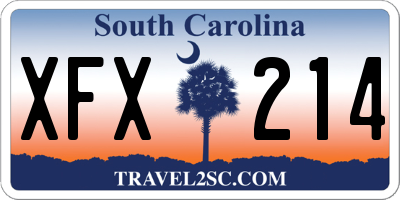 SC license plate XFX214