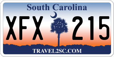 SC license plate XFX215
