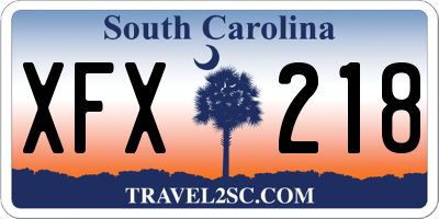 SC license plate XFX218