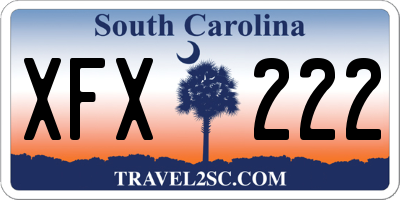 SC license plate XFX222