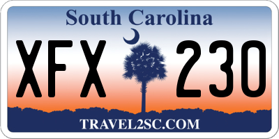 SC license plate XFX230