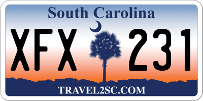SC license plate XFX231
