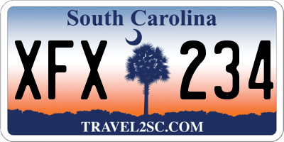 SC license plate XFX234