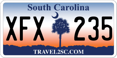 SC license plate XFX235
