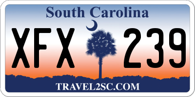 SC license plate XFX239