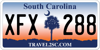 SC license plate XFX288