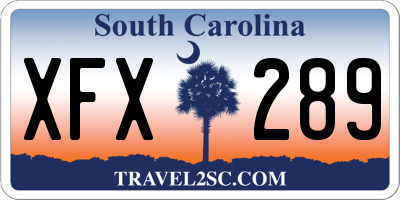 SC license plate XFX289