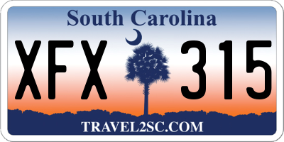 SC license plate XFX315