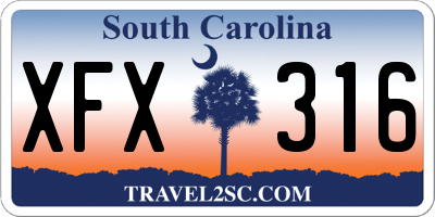 SC license plate XFX316