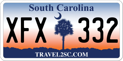 SC license plate XFX332