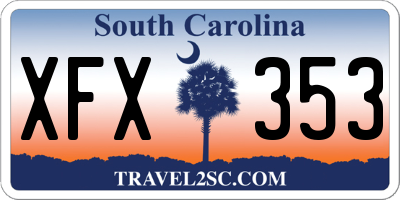 SC license plate XFX353