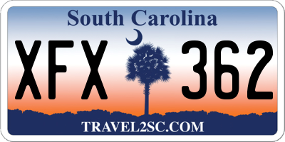 SC license plate XFX362