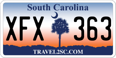 SC license plate XFX363
