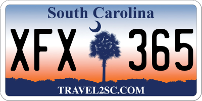 SC license plate XFX365