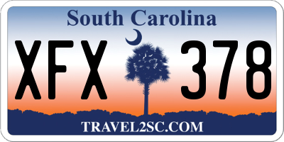 SC license plate XFX378