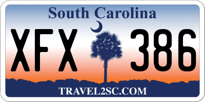 SC license plate XFX386