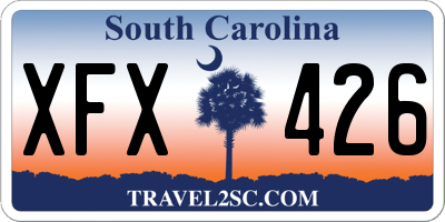 SC license plate XFX426