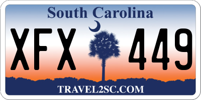 SC license plate XFX449